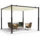 3x3m Metal Pergola with Retractable Roof, Garden Gazebo for Outdoor Beige - Vounot