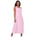 Plus Size Women's Stretch Cotton Crochet-Back Maxi Dress by Jessica London in Pink (Size 20) Maxi Length