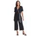 Plus Size Women's Stretch Knit Cropped Wide Leg Jumpsuit by The London Collection in Black (Size 22 W)