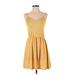 Universal Thread Casual Dress - Mini: Yellow Solid Dresses - Women's Size X-Small