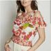 Anthropologie Tops | Love The Label Imogen Floral Top Size L | Color: Cream/Green/Pink/Red/Tan | Size: L