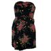 Free People Dresses | Free People Strapless Black Floral Mini Exposed Zipper Smocked Cotton Dress Sz 2 | Color: Black/Red | Size: 2