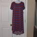Lularoe Dresses | Lularoe Carly Red Blue Striped Pocket Dress Sz M Nwt | Color: Blue/Red | Size: M
