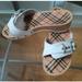 Burberry Shoes | Burberry Nova Check Wooden Clog Buckle Slide Sandals Women's 38 White Leather | Color: White | Size: 38