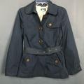 J. Crew Jackets & Coats | J Crew Navy Belted Trenchcoat Jacket Button Up Collar Womens Small 0 | Color: Blue | Size: 0