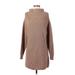 Wilfred Casual Dress - Sweater Dress Mock Long sleeves: Brown Color Block Dresses - Women's Size X-Small