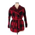 Carmen Carmen Marc Valvo Trenchcoat: Mid-Length Red Checkered/Gingham Jackets & Outerwear - Women's Size X-Large