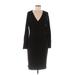 Calvin Klein Casual Dress - Sheath V Neck 3/4 sleeves: Black Solid Dresses - Women's Size Medium