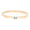 Jollys Jewellers Women's 9Carat Yellow Gold 7.25" Blue Topaz Hinge Bangle (6mm Wide)