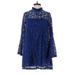 Zara Casual Dress - A-Line Mock Long sleeves: Blue Print Dresses - Women's Size X-Small