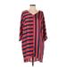 Dress Day Casual Dress - Shift V Neck 3/4 sleeves: Red Color Block Dresses - Women's Size Small