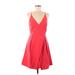 Topshop Casual Dress - A-Line: Red Solid Dresses - Women's Size 8