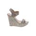 Mix No. 6 Wedges: Silver Stripes Shoes - Women's Size 8 - Open Toe