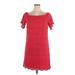 Maggy London Casual Dress - Shift Boatneck Short sleeves: Red Print Dresses - Women's Size 14