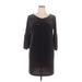 Ann Taylor Casual Dress - Shift V-Neck 3/4 sleeves: Black Solid Dresses - Women's Size X-Large Petite