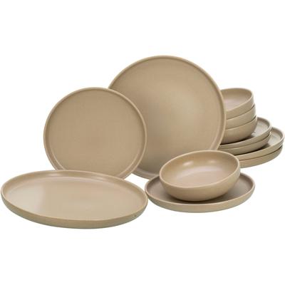 Tafelservice CREATABLE "Uno", beige (sand), 12 tlg., Steinzeug, Geschirr-Sets, weiche, harmonisch ausbalancierte Form Image