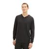 V-Ausschnitt-Pullover TOM TAILOR, Herren, Gr. XL, schwarz (schwarz grau melange), Strick, Obermaterial: 100% Baumwolle, casual, regular fit, V-Ausschnitt, Langarm, Pullover, mit kleiner Logo-Stickerei