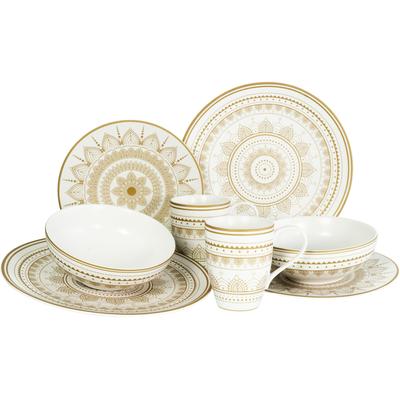 Kombiservice CREATABLE "Mandala Gold", gold (weiß, goldfarben), 8 tlg., Steinzeug, Geschirr-Sets, Service, goldene orien