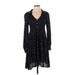 Free People Casual Dress - Shirtdress V Neck Long sleeves: Black Dresses - Women's Size Small