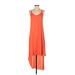 BCBGMAXAZRIA Casual Dress - High/Low V Neck Sleeveless: Orange Print Dresses - Women's Size 2X-Small