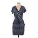Vineyard Vines Casual Dress - Mini V-Neck Short sleeves: Blue Stripes Dresses - Women's Size Small