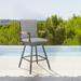 Crown Outdoor Patio Swivel Counter Stool in Aluminum with Rope and Cushions