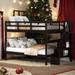 Contemporary Stairway Full-Over-Full Bunk Bed with Storage and Guard Rail for Bedroom, Dorm, Maximized Storage Space, Espresso