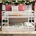 Contemporary Full Over Full Bunk Bed with Ladder, Solid Construction, Suits All Styles of Home Decoration, Space-saving, White