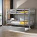 Contemporary Design Twin Over Twin Bunk Beds with Trundle, Safety Rail and Ladder, Kids/Teens Bedroom, Split Into 2 Beds, Grey