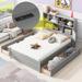 Full Size Storage Platform Bed with Built-in USB & Type-C Charging Station Headboard, Platform Bedframe with 2 Storage Drawers