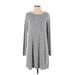 Gap Casual Dress - Mini Scoop Neck Long sleeves: Gray Marled Dresses - Women's Size Small