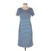 French Grey Casual Dress - Shift: Blue Stripes Dresses - Women's Size Small