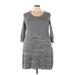 Lane Bryant Casual Dress - Mini Scoop Neck 3/4 sleeves: Gray Marled Dresses - Women's Size 22 Plus