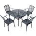 Hi-Line Gift Ltd. Serene Seating- White Cast Aluminium Bistro Set for Patio, Steel | 28.7 H x 41.3 W x 41.3 D in | Wayfair 78659-B-BK