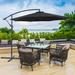 Aok Garden 120" Cantilever Umbrella Patio Offset Umbrellas Outdoor Hanging Market Patio Umbrella Metal in Black | 96.5 H x 120 W x 120 D in | Wayfair