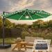 Arlmont & Co. Mithun 11 Feet LED Patio Cantilever Umbrella w/ A Base/Stand, Outdooroffset Hanging Rotation W/Solar Lights in Green | Wayfair