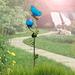 Rosalind Wheeler Briyona Butterfly & Flower Solar Garden Stake Glass/Metal in Blue/Green | 42 H x 7 W x 2.3 D in | Wayfair