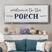 Gracie Oaks Welcome To The Porch Framed On Canvas Print Canvas, Solid Wood in Blue | 8 H x 20 W x 1.5 D in | Wayfair