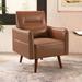 Accent Chair - George Oliver Jarrick 28.4" Wide Clssic & Soft Vegan Arm Accent Chair w/ Cushion Pillow Faux in Brown | Wayfair