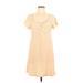 SO Casual Dress - A-Line Scoop Neck Short sleeves: Tan Dresses - Women's Size Large