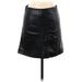 H&M Faux Leather A-Line Skirt Knee Length: Black Print Bottoms - Women's Size 6