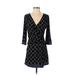 White House Black Market Casual Dress - Mini Plunge 3/4 sleeves: Black Dresses - Women's Size Small