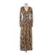 Tanya Taylor Casual Dress - A-Line V-Neck Long sleeves: Orange Floral Dresses - New - Women's Size X-Small