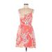 Lauren Conrad Casual Dress - A-Line Sweetheart Sleeveless: Orange Print Dresses - Women's Size 6