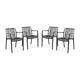 Lot de 4 fauteuils de jardin en plastique noir