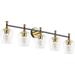 YGDU Farmhouse Bathroom Light Fixtures Vintage Bathroom Vanity Light 5-Lights with Clear Glassï¼ŒBlack Gold Finish Vanity Lighting Fixtures for Study Bedroom Corridor Bathroomï¼ˆExclude Bulbï¼‰