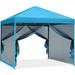 ABCCANOPY 10 ft x 10 ft Easy Pop up Outdoor Canopy Tent With Netting Sky Blue