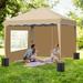 GARTIO Pop up Canopy Tent 10 x 10 Pop up Gazebo Outdoor Instant Shelter Folding Canopy Tent with Wheeled Bag - Khaki
