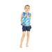 Girl s Athletic Sportswear Patterned Tank Top and Solid Tennis Shorts Set in Firebird Blue White XX-Small