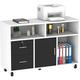 WedealFu Inc Morin Wood Mobile Lateral Filing Cabinet with Wheels Storage Cabinet Home Office White